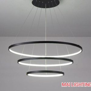 Modern LED Ring Chandelier – 3-Tier Dimmable Hanging Light