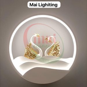 Swan Couple Circle Wall Light 3 Color